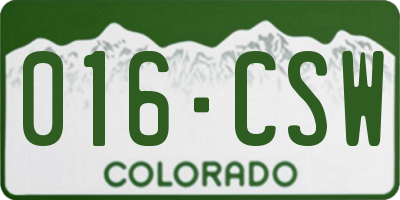 CO license plate 016CSW