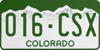 CO license plate 016CSX
