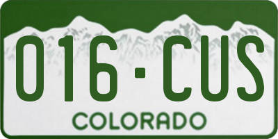 CO license plate 016CUS