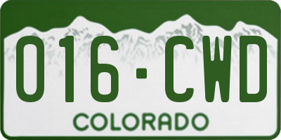 CO license plate 016CWD
