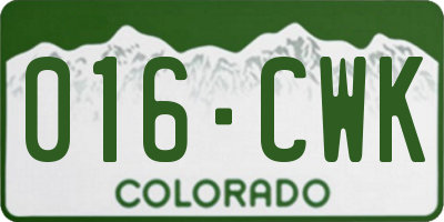 CO license plate 016CWK