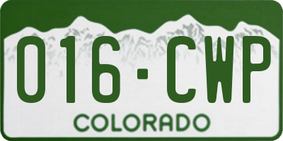 CO license plate 016CWP
