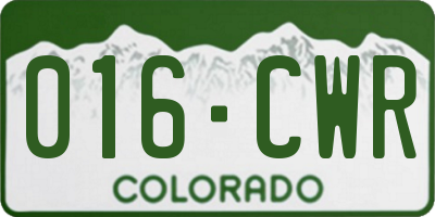 CO license plate 016CWR