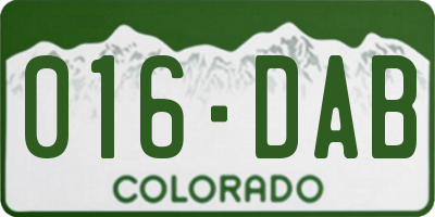 CO license plate 016DAB