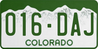 CO license plate 016DAJ