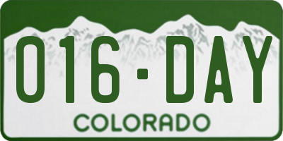 CO license plate 016DAY