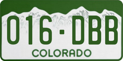 CO license plate 016DBB