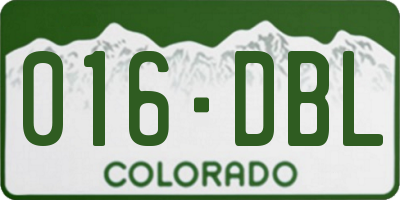 CO license plate 016DBL