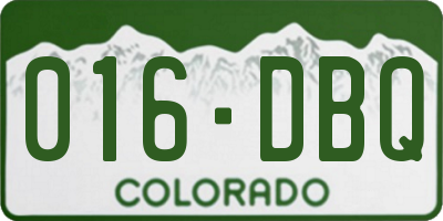 CO license plate 016DBQ