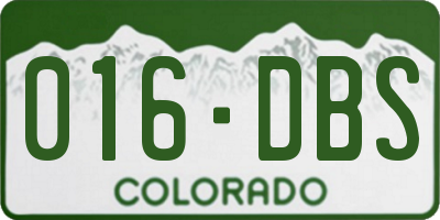 CO license plate 016DBS