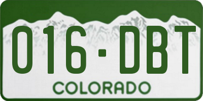 CO license plate 016DBT