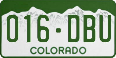 CO license plate 016DBU