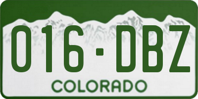 CO license plate 016DBZ