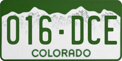 CO license plate 016DCE