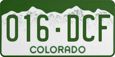 CO license plate 016DCF
