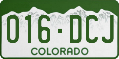 CO license plate 016DCJ