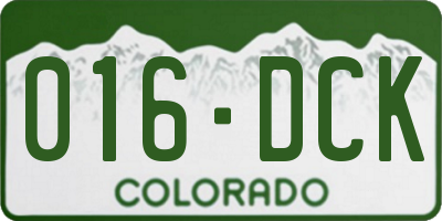CO license plate 016DCK