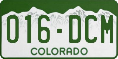 CO license plate 016DCM