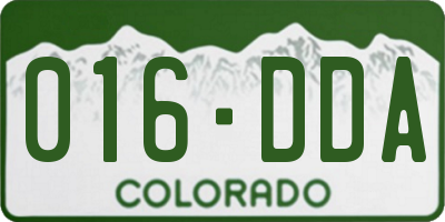 CO license plate 016DDA