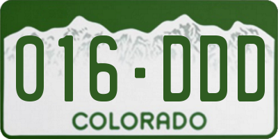CO license plate 016DDD