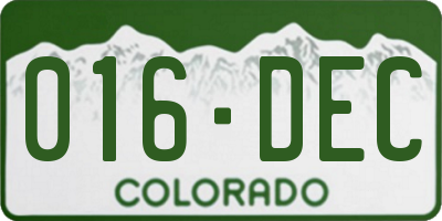 CO license plate 016DEC