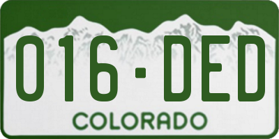CO license plate 016DED
