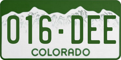 CO license plate 016DEE