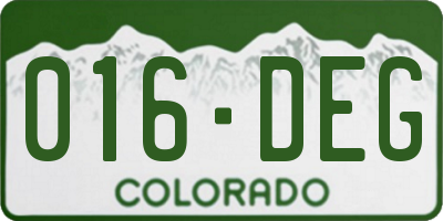 CO license plate 016DEG