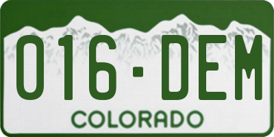 CO license plate 016DEM