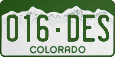 CO license plate 016DES
