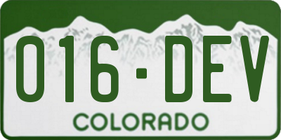 CO license plate 016DEV