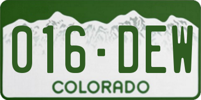 CO license plate 016DEW