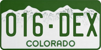 CO license plate 016DEX
