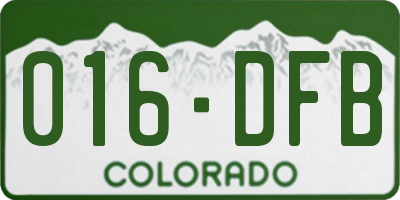 CO license plate 016DFB