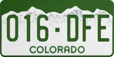 CO license plate 016DFE