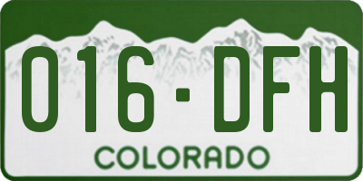 CO license plate 016DFH