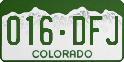 CO license plate 016DFJ