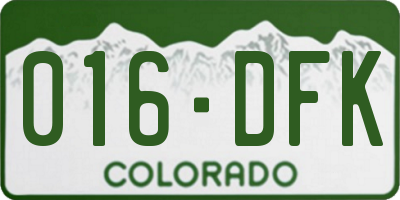 CO license plate 016DFK