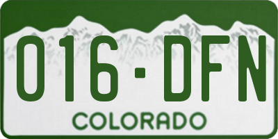 CO license plate 016DFN