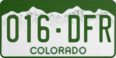 CO license plate 016DFR