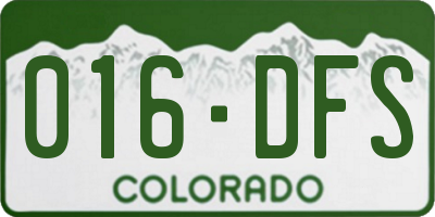 CO license plate 016DFS