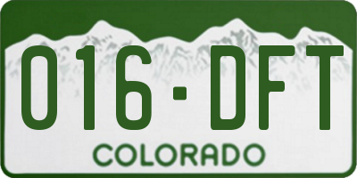 CO license plate 016DFT