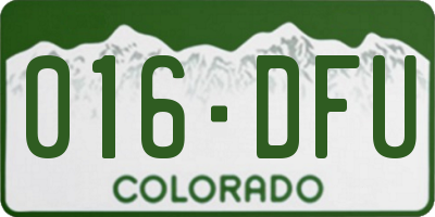 CO license plate 016DFU