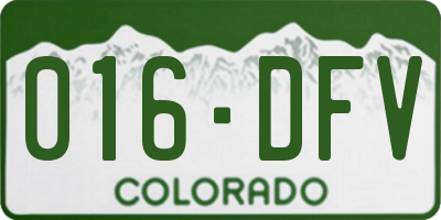 CO license plate 016DFV