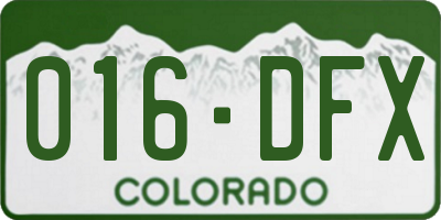 CO license plate 016DFX