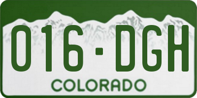 CO license plate 016DGH