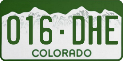 CO license plate 016DHE