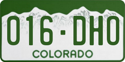 CO license plate 016DHO