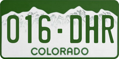 CO license plate 016DHR