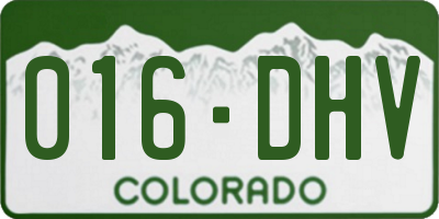 CO license plate 016DHV